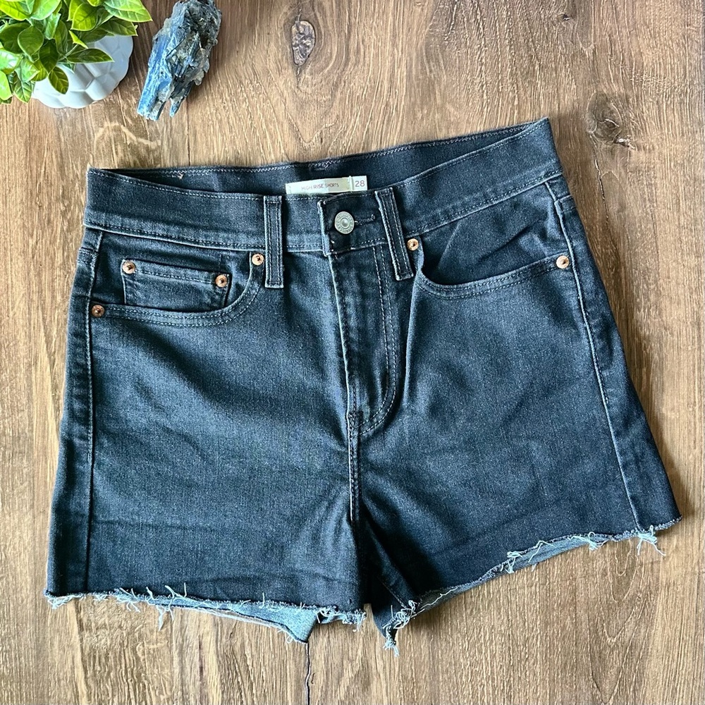 Levi's High Waist Denim Shorts - Black